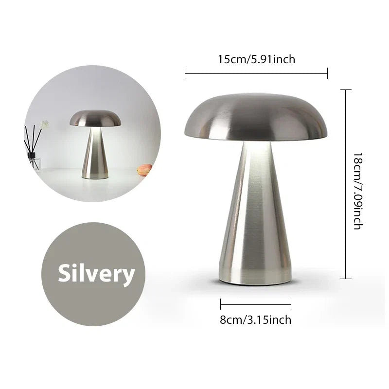 Pilz Tischlampe Retro LED dimmbar kabellos wiederaufladbar