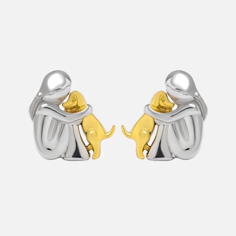 Silber-Gold Zweifarbige Umarmungs-Ohrringe