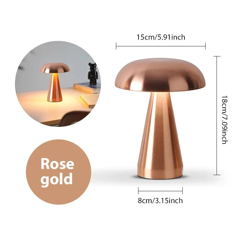 Pilz Tischlampe Retro LED dimmbar kabellos wiederaufladbar