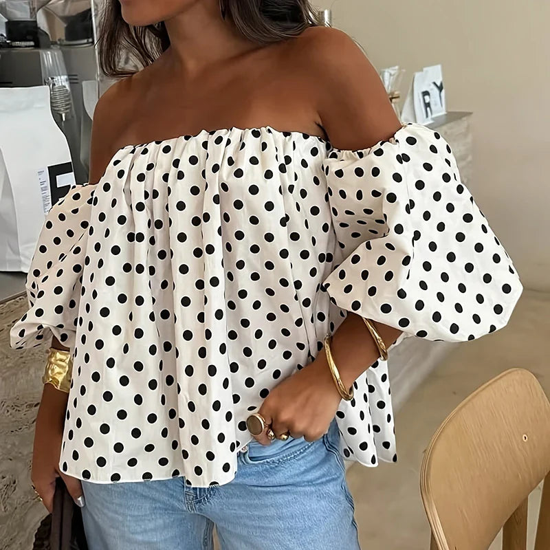 Anna | Gepunktetes Off Shoulder Top
