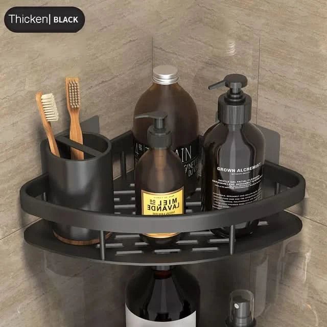 Badezimmerregal ohne Bohren Edelstahl & ABS | Klebemontage ohne Werkzeug | Platzsparend, bis 5 kg Tragkraft für jedes Bad