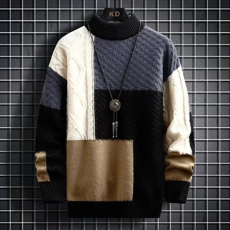 Erjean | Pullover mit Rundhalsausschnitt und Patchworkmuster