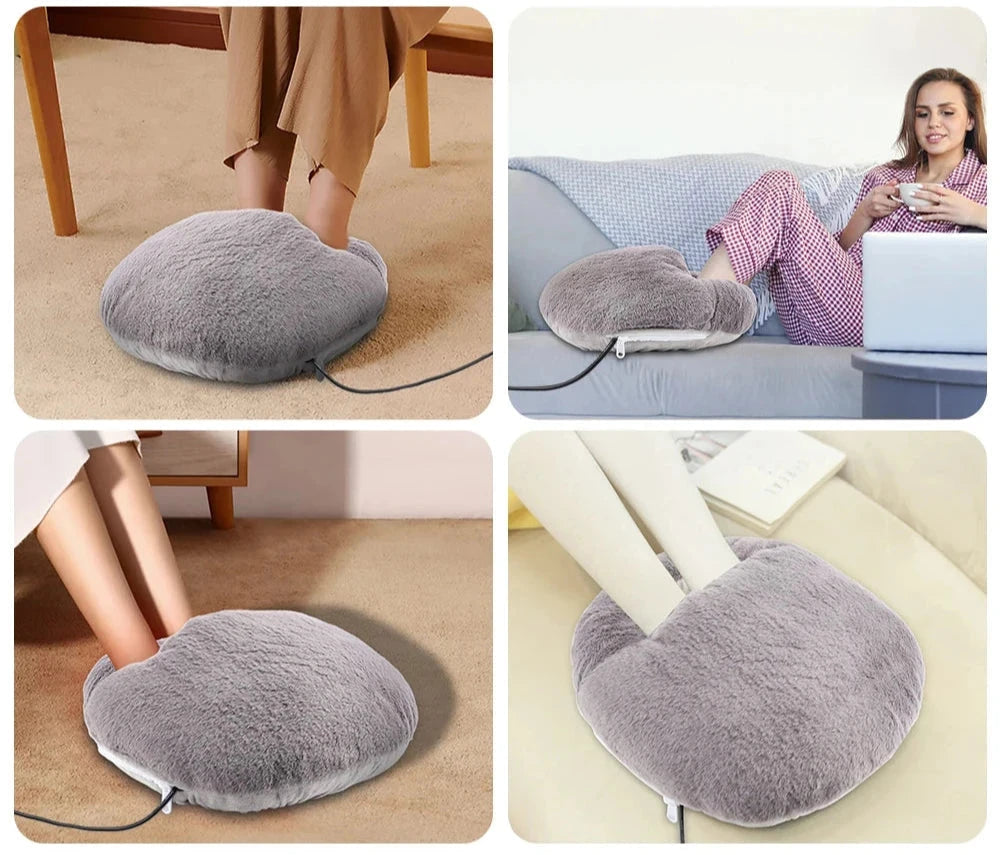 Flauschige Wärmefüße | Kuschelig beheiztes Fußkissen