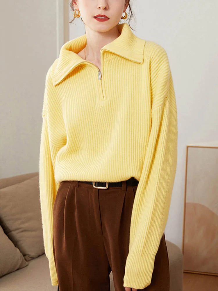 Karen | Pullover mit Kragen und Reißverschluss