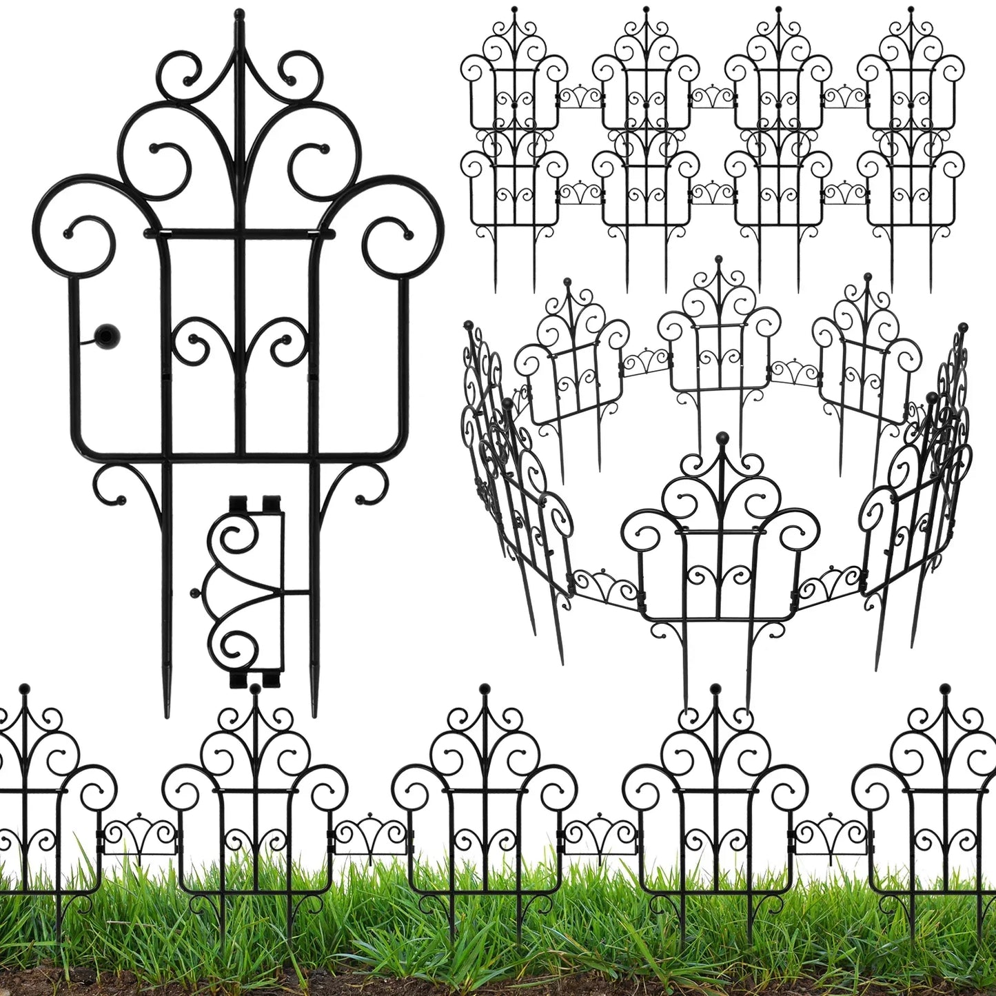 FlexiGarden Kunststoff Dekorativer Gartenzaun | 40 cm Höhe | Faltbar und Vielseitig | Packung mit 10 Stück