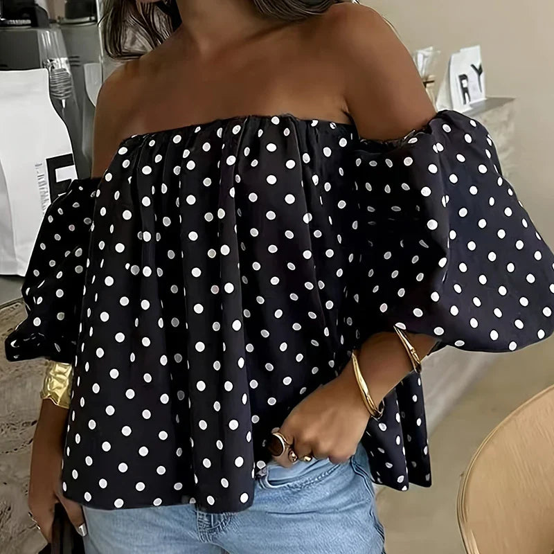 Anna | Gepunktetes Off Shoulder Top