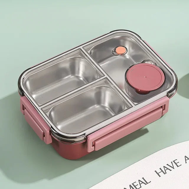 Lunchbox Edelstahl isoliert mit Bento-Fächern