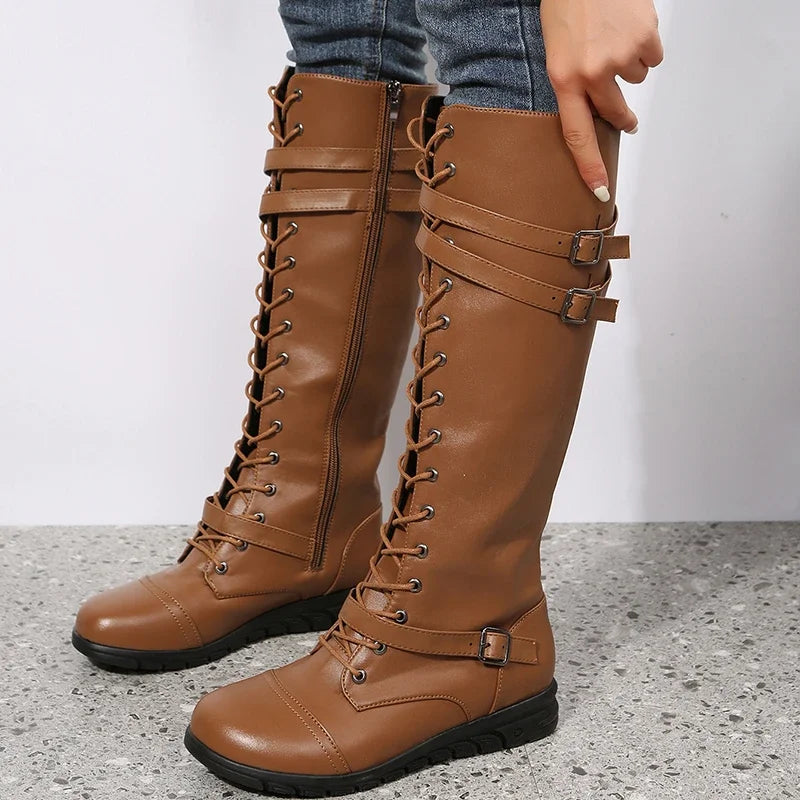 Damen Schnürstiefel mit Gürtel