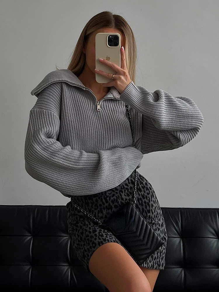 Karen | Pullover mit Kragen und Reißverschluss