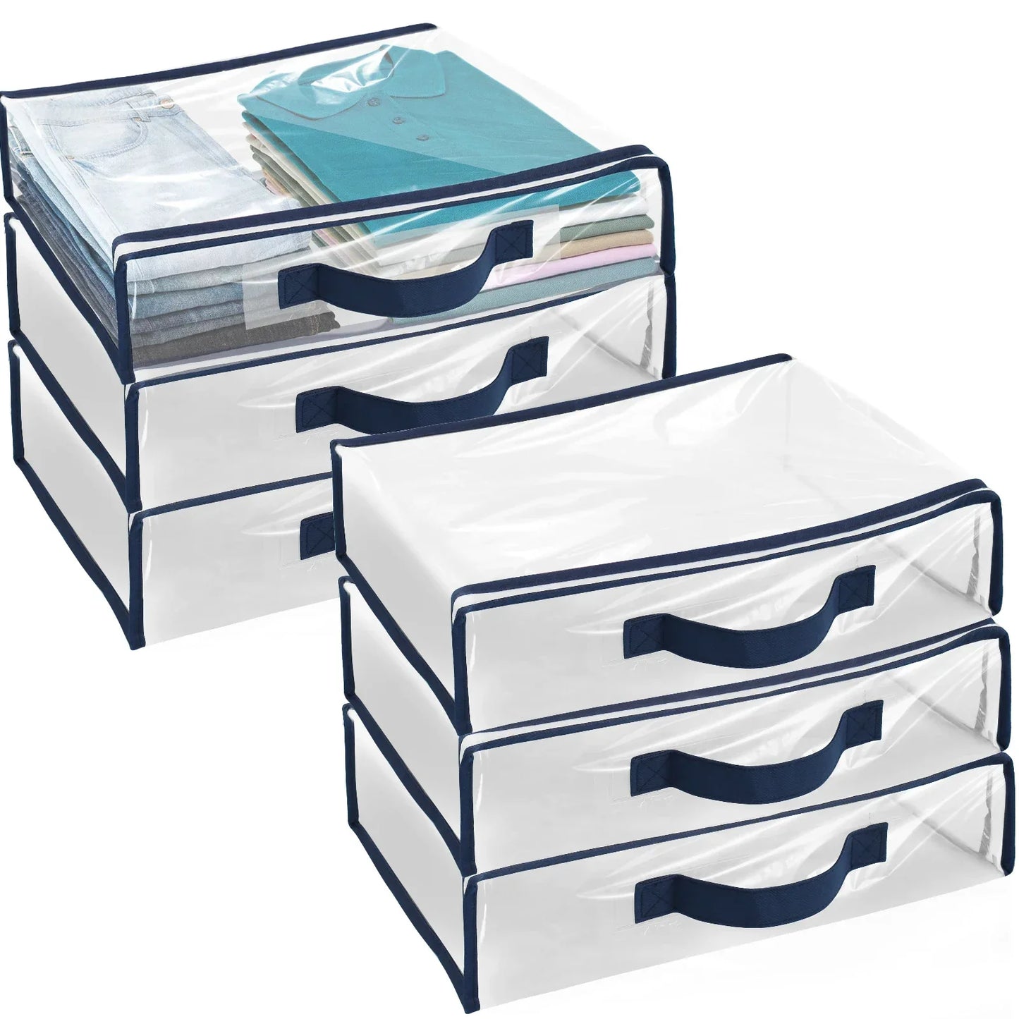 Ordinova 6-teiliges Aufbewahrungsbeutel-Set | Transparent, staubdicht & wasserdicht aus PVC | Organizer mit Reißverschluss | 40 x 30 x 10 cm