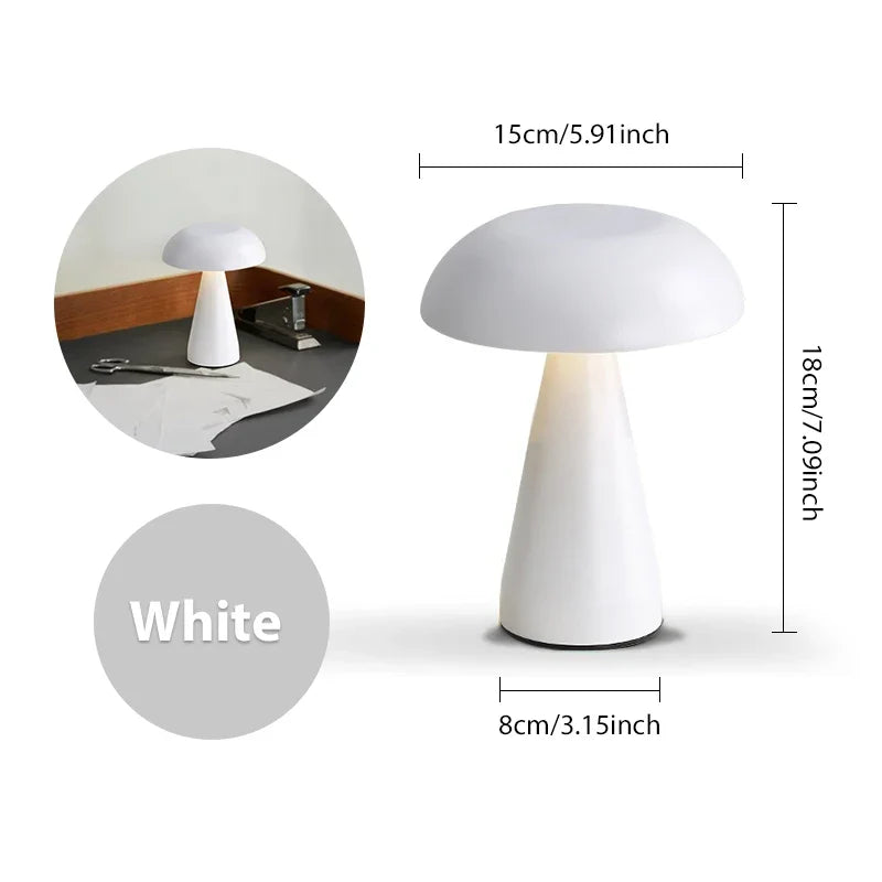 Pilz Tischlampe Retro LED dimmbar kabellos wiederaufladbar