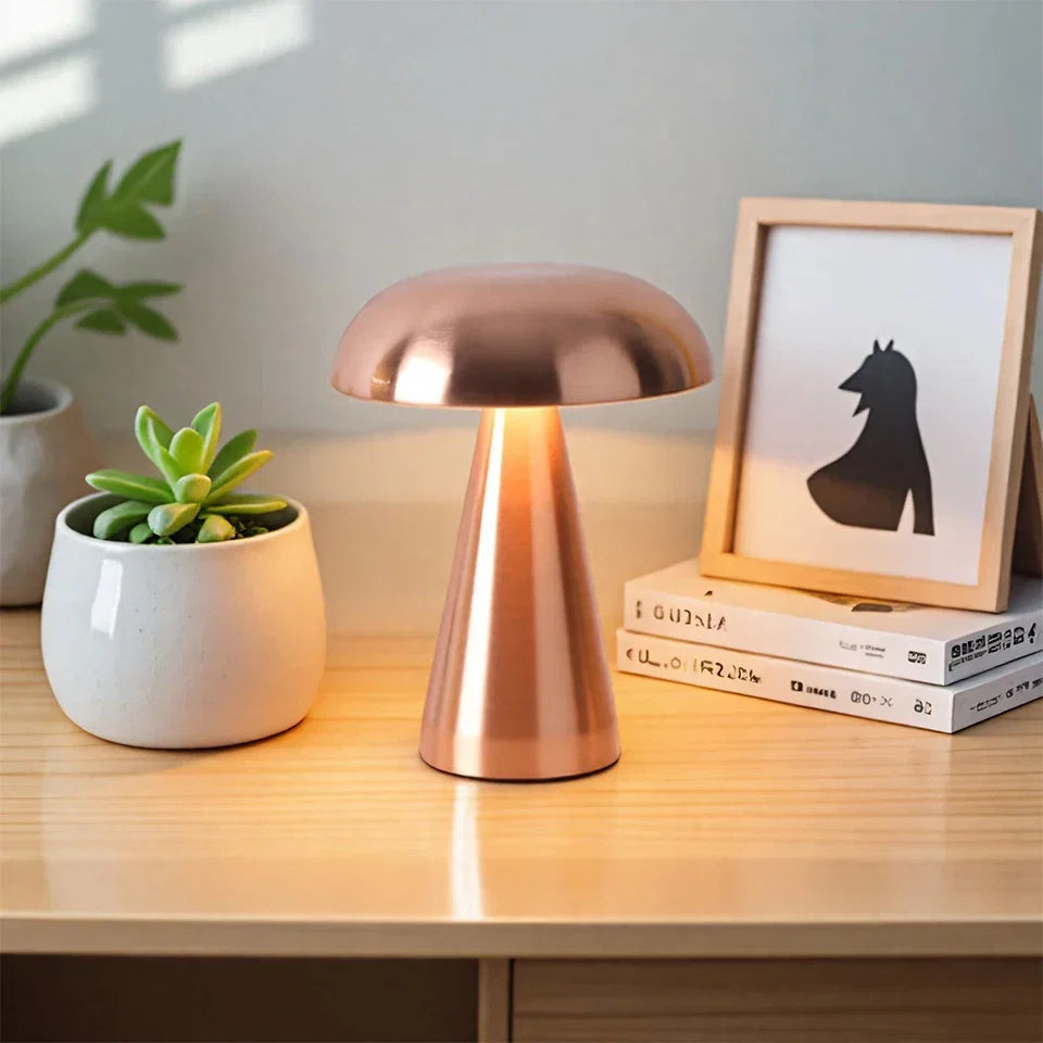 Pilz Tischlampe Retro LED dimmbar kabellos wiederaufladbar