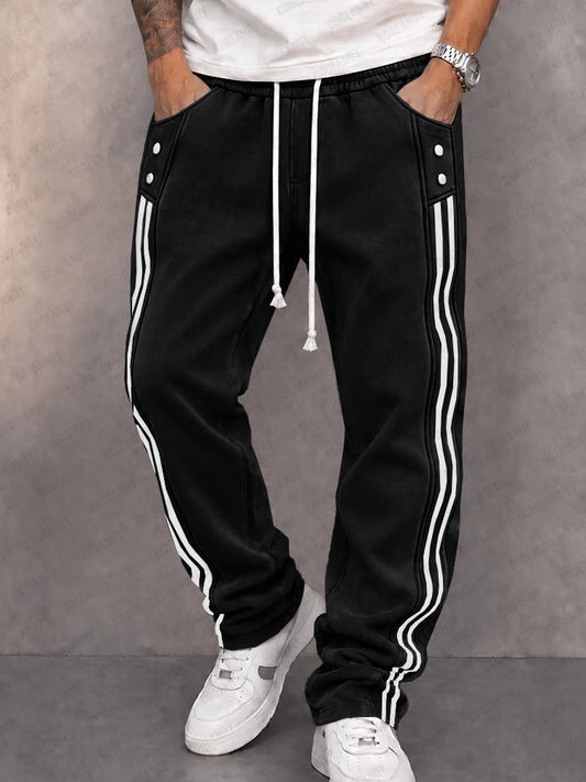 Danley - Lässige Jogging Hose Aus Kunstwildleder Mit Seitlichem Streifen