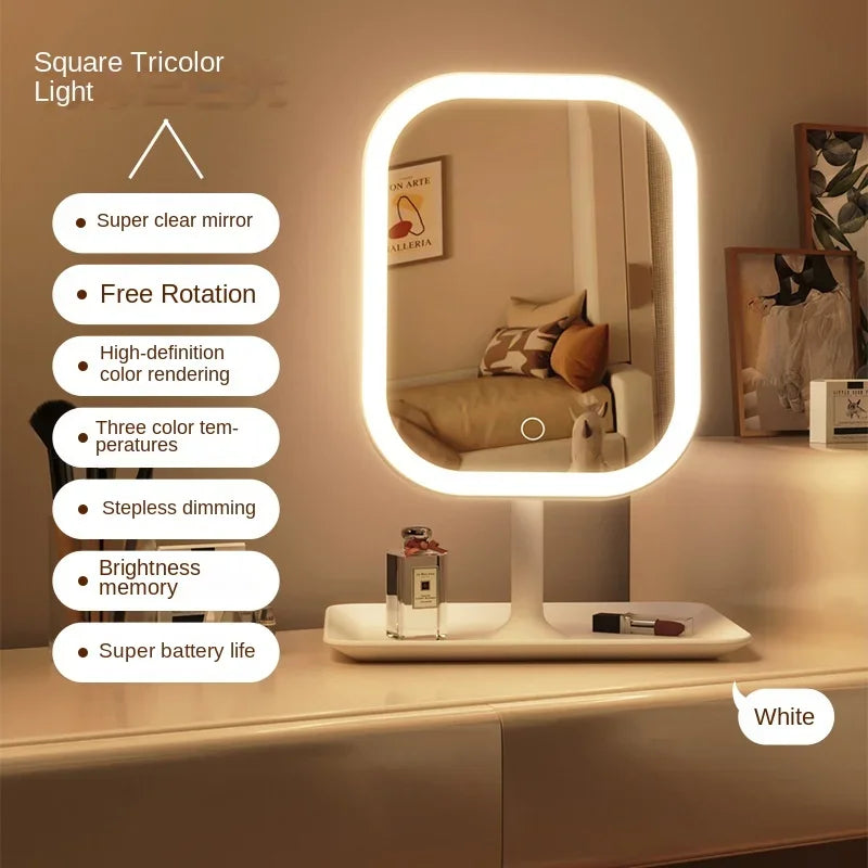 LED Schminkspiegel mit 3 Lichtfarben und Touch-Bedienung
