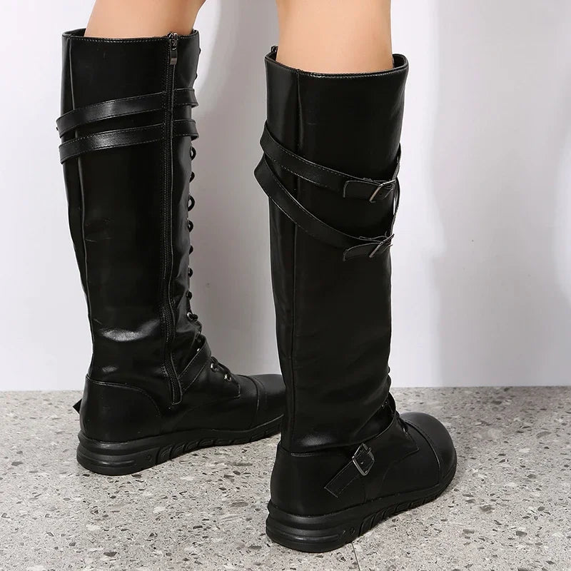 Damen Schnürstiefel mit Gürtel