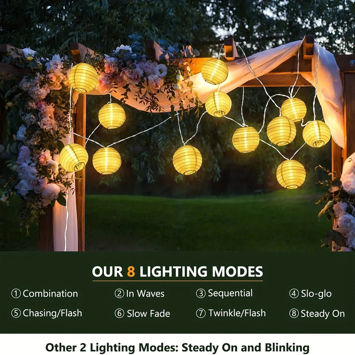 Solar-Laternenlichterkette mit LED – IP65 wasserdicht