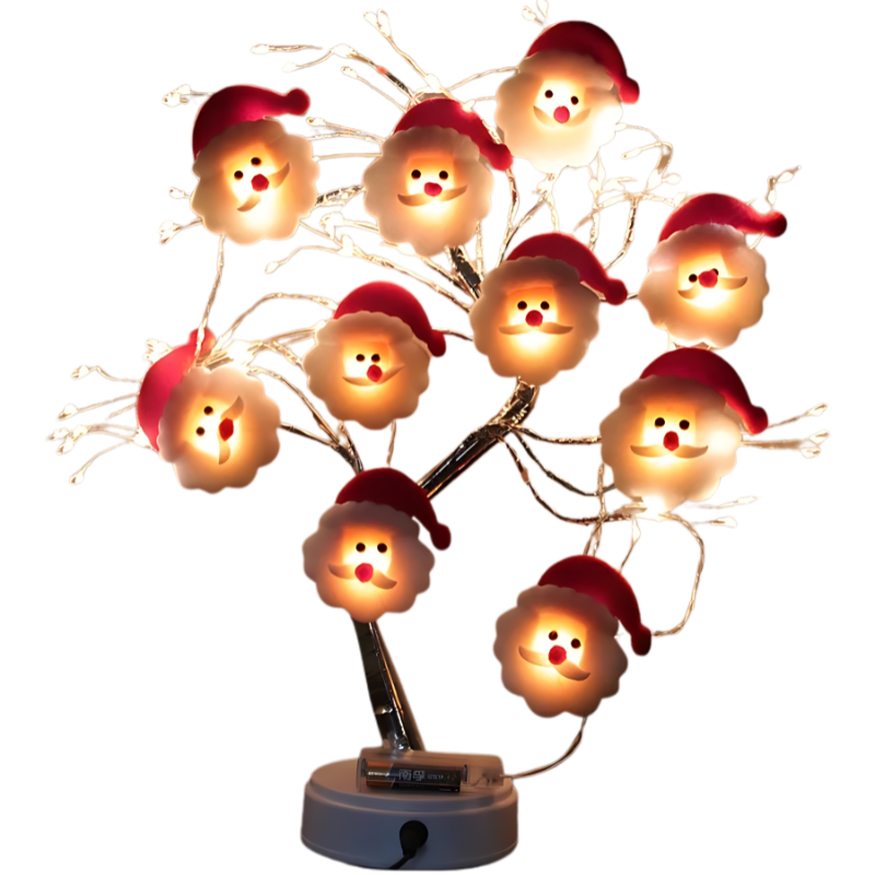 LED-Lichterkette mit Weihnachtsfiguren | Batteriebetriebene Weihnachtsbeleuchtung mit warmweißen LEDs und flexiblem Draht für Innenräume