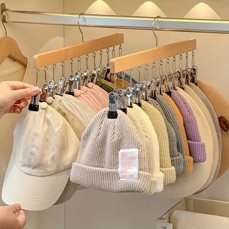 Multiklammer-Kleiderbügel | aus Holz mit 12 Clips | Platzsparend | ClipTidy