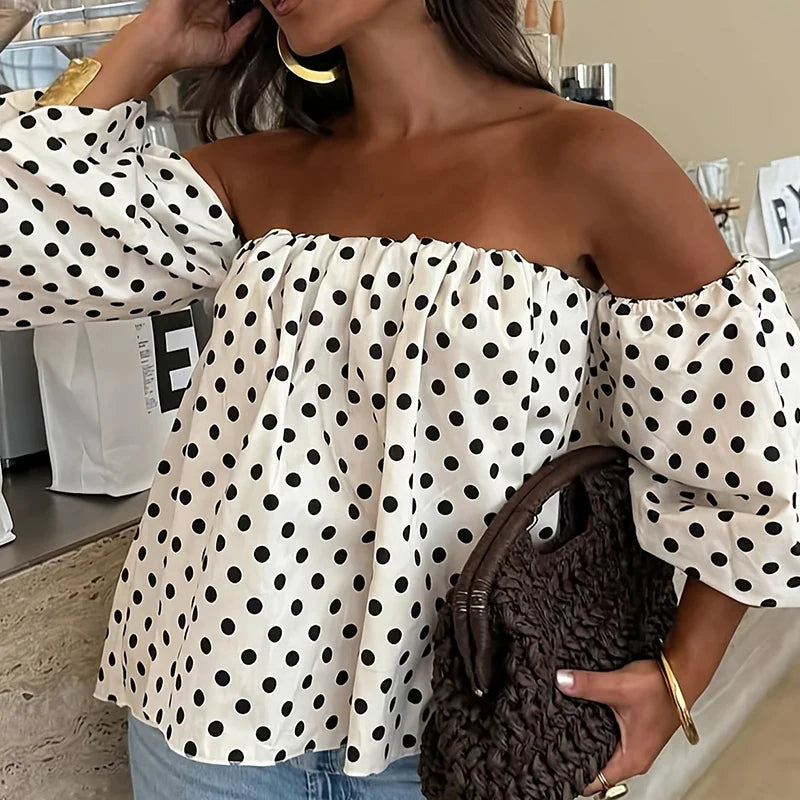 Anna | Gepunktetes Off Shoulder Top