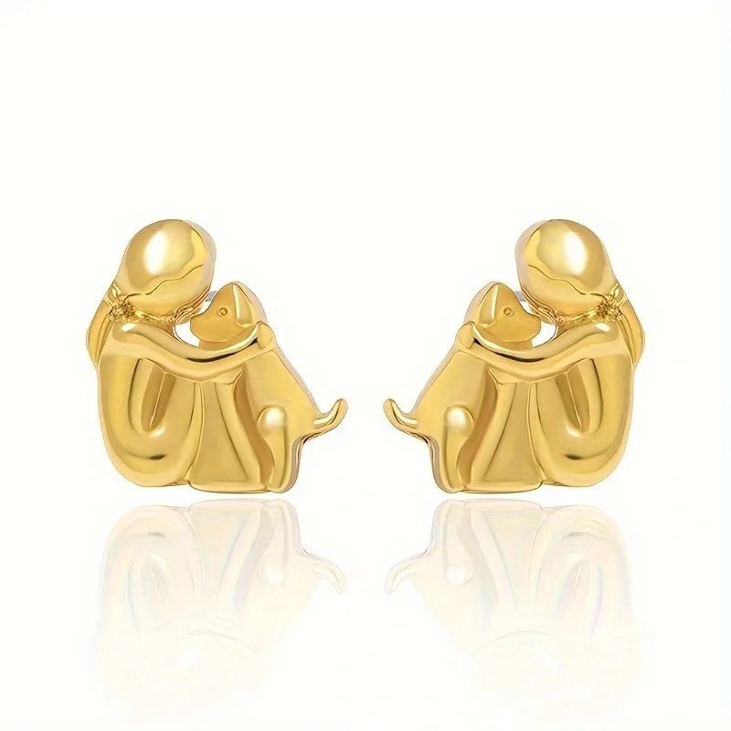 Silber-Gold Zweifarbige Umarmungs-Ohrringe