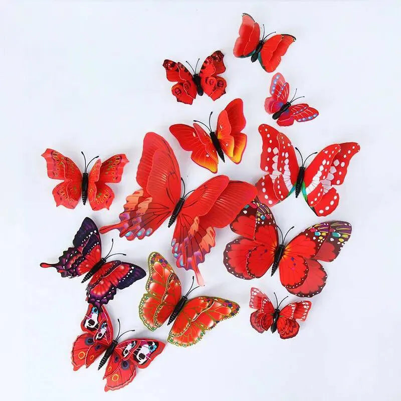Walloria 3D Schmetterlings-Wandsticker-Set | 12 Stück | Magnetisch & Doppellagig