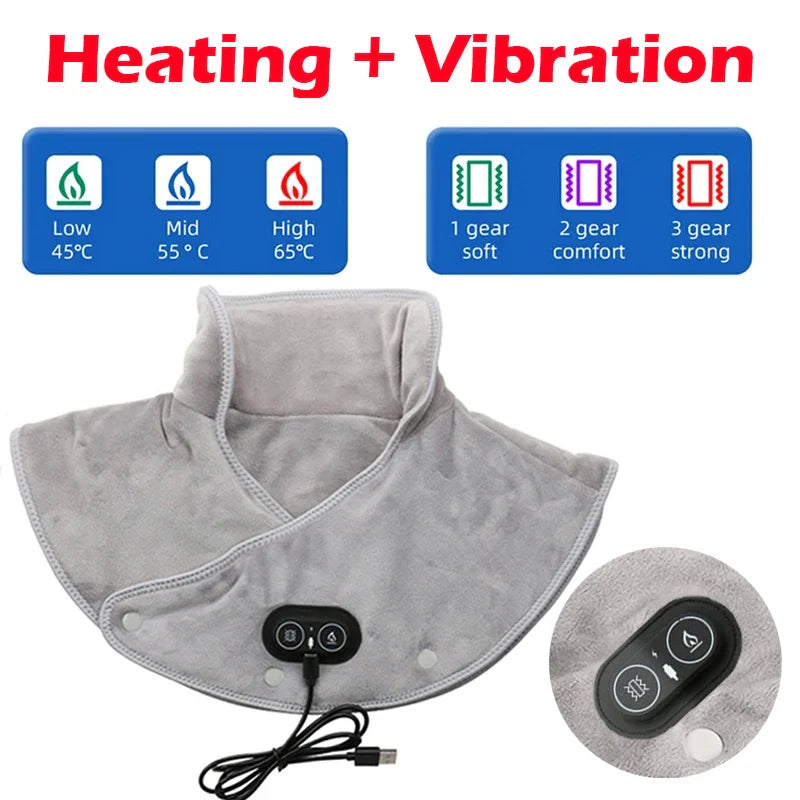 Wärme-Nacken- & Schultermassager ThermoLiva | USB-Heizkissen mit Vibration | 3 Temperaturstufen & Timer | Weicher Plüsch