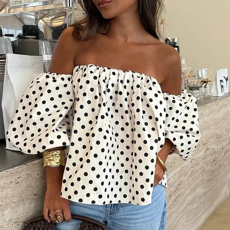 Anna | Gepunktetes Off Shoulder Top