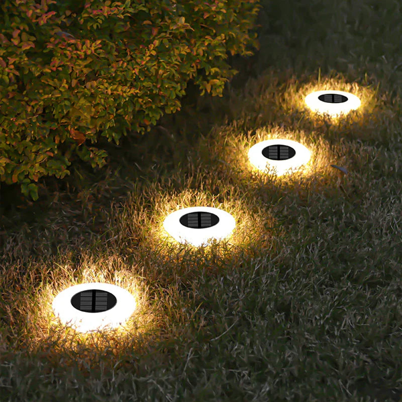 Solar-Bodenleuchte mit 14 LEDs und 360°-Bodenbeleuchtung – 4er-Set