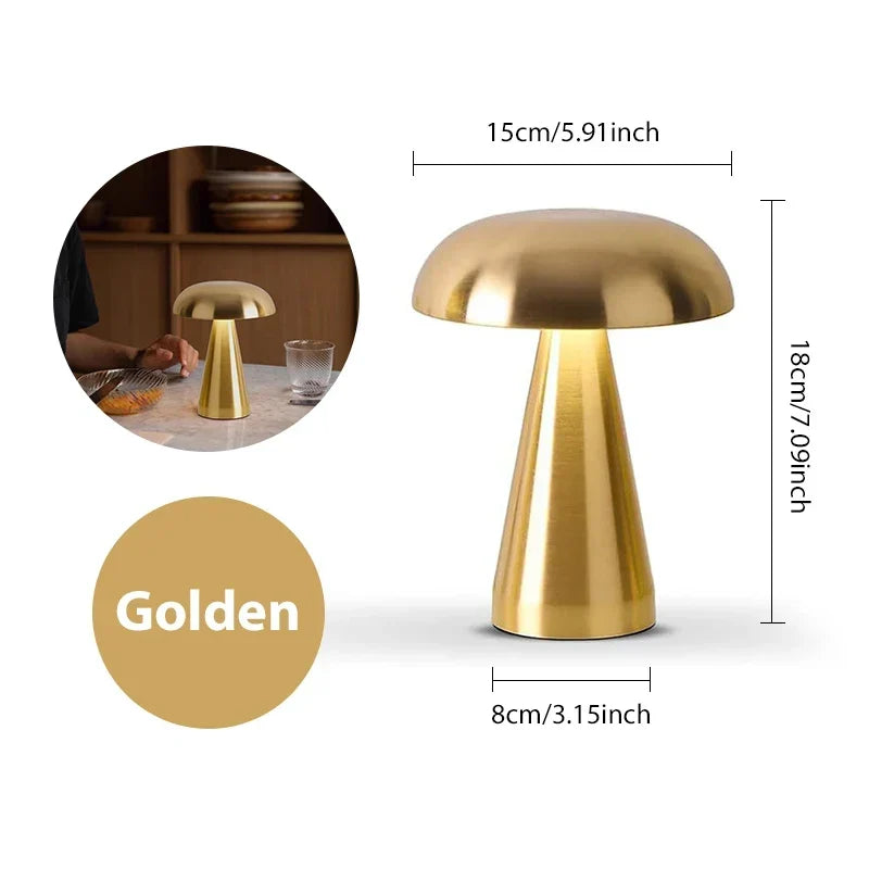 Pilz Tischlampe Retro LED dimmbar kabellos wiederaufladbar