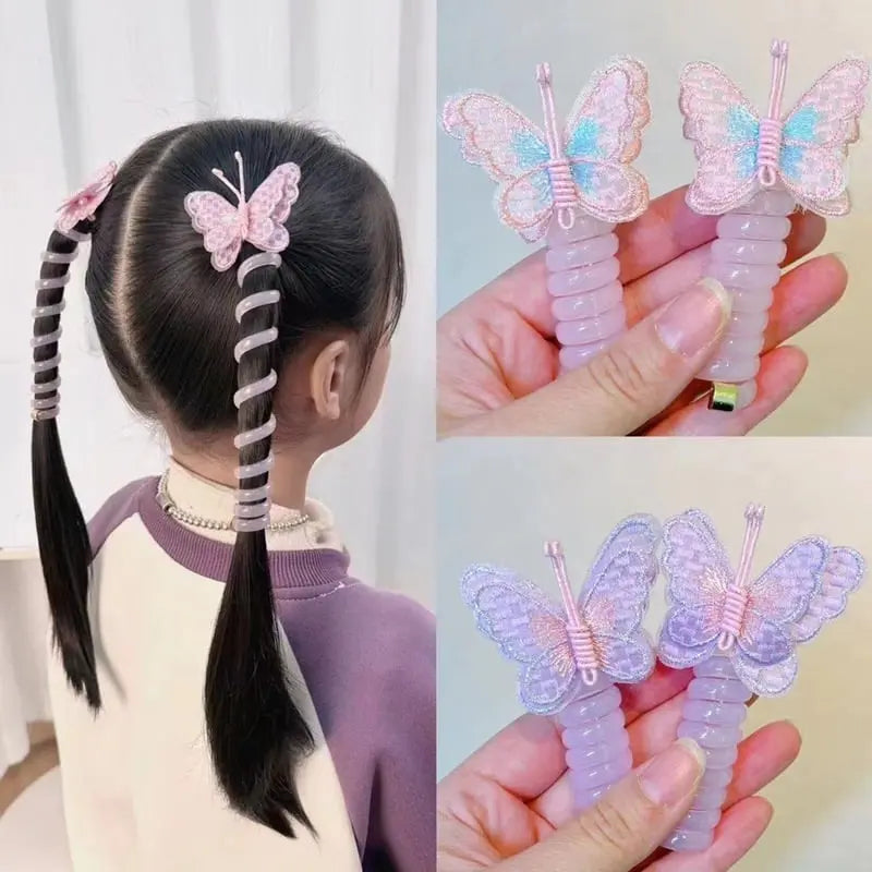 1+1 GRATIS | LittleBloom - Schmetterlings-Haargummis im Spiraldesign – Süßes Geschenk für Tochter & Enkelin