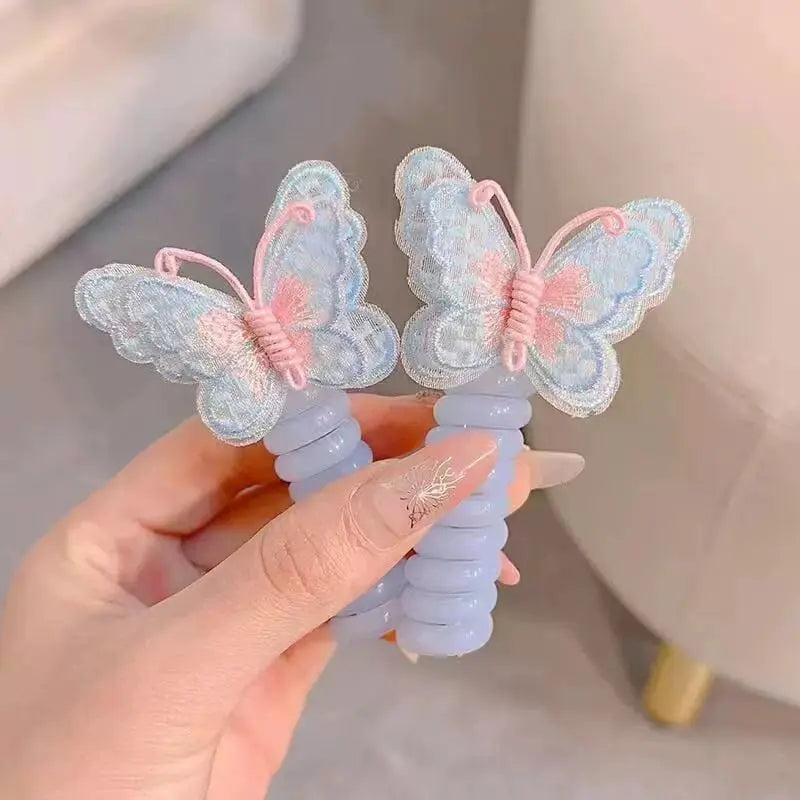 1+1 GRATIS | LittleBloom - Schmetterlings-Haargummis im Spiraldesign – Süßes Geschenk für Tochter & Enkelin