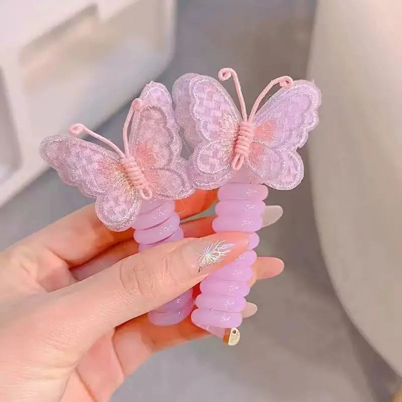 1+1 GRATIS | LittleBloom - Schmetterlings-Haargummis im Spiraldesign – Süßes Geschenk für Tochter & Enkelin