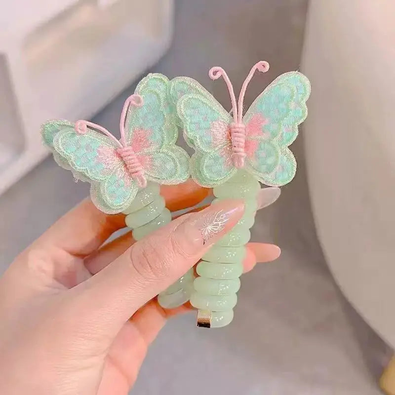 1+1 GRATIS | LittleBloom - Schmetterlings-Haargummis im Spiraldesign – Süßes Geschenk für Tochter & Enkelin