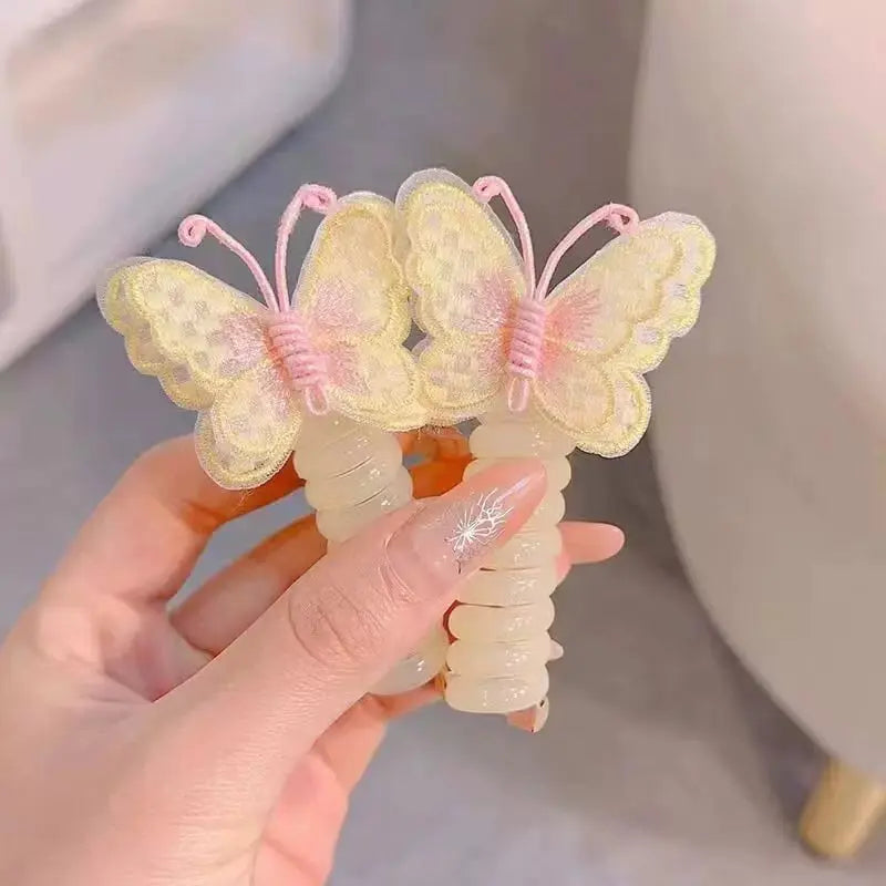 1+1 GRATIS | LittleBloom - Schmetterlings-Haargummis im Spiraldesign – Süßes Geschenk für Tochter & Enkelin