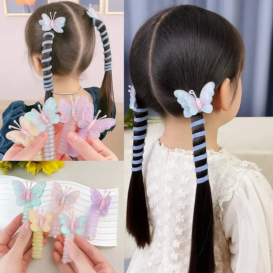 1+1 GRATIS | LittleBloom - Schmetterlings-Haargummis im Spiraldesign – Süßes Geschenk für Tochter & Enkelin