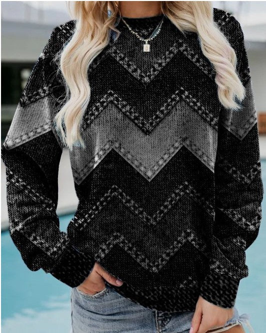 Damen Sweatshirt mit Rundhalsausschnitt und langen Ärmeln