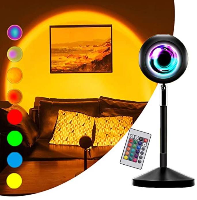 LED-Projektor-Tischlampe Sonnenuntergang |16 Lichtfarben Stimmungslicht | Mit Fernbedienung | AuraCast