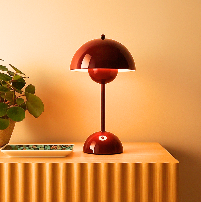 Kabellose LED-Tischlampe | Retro-Pilz-Design | Dimmbar per Touch | LumaShade