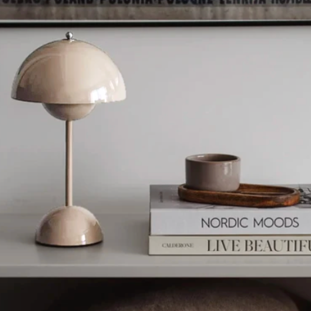 Kabellose LED-Tischlampe | Retro-Pilz-Design | Dimmbar per Touch | LumaShade