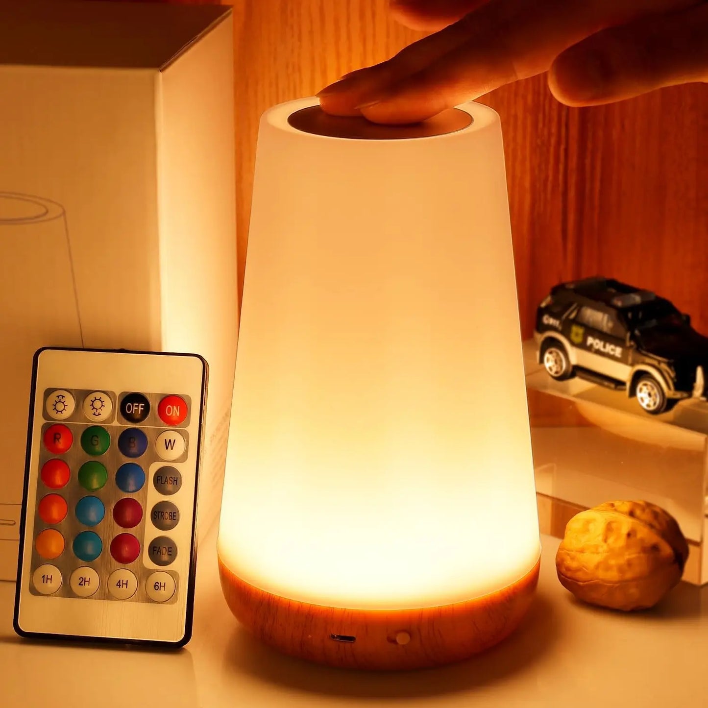 Kabellose LED Nachtlampe mit RGB Farbwechsel und Fernbedienung