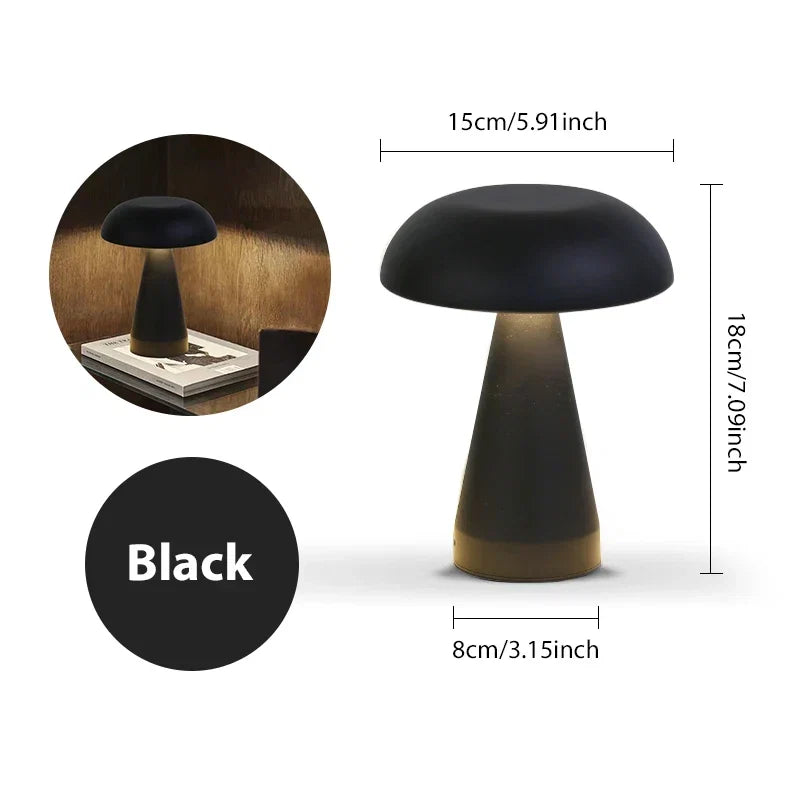 Pilz Tischlampe Retro LED dimmbar kabellos wiederaufladbar