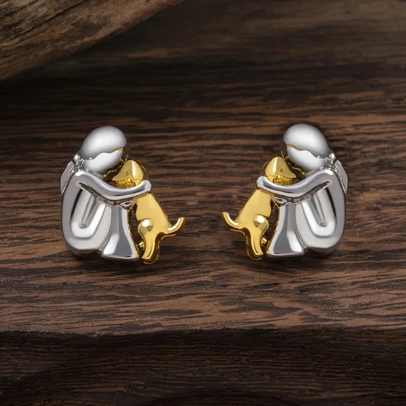 Silber-Gold Zweifarbige Umarmungs-Ohrringe