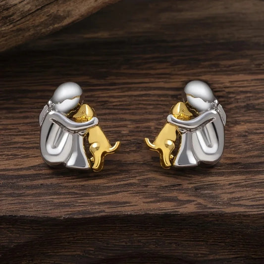 Silber-Gold Zweifarbige Umarmungs-Ohrringe