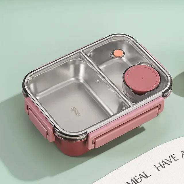 Lunchbox Edelstahl isoliert mit Bento-Fächern