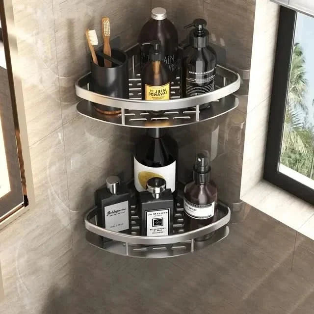 Badezimmerregal ohne Bohren Edelstahl & ABS | Klebemontage ohne Werkzeug | Platzsparend, bis 5 kg Tragkraft für jedes Bad