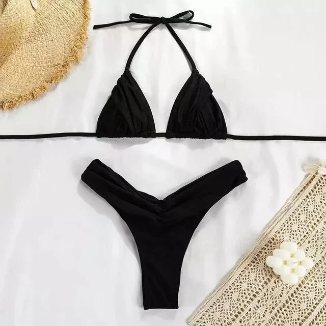 Triangel-Bikini mit Falten