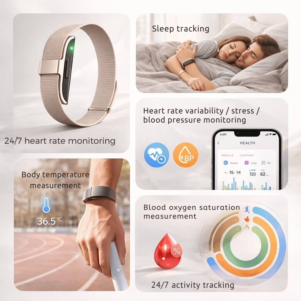 Fitness Tracker mit Herzfrequenz, Blutdruck & Schlaftracking | App Auswertung | Wasserfest | SleepVanta