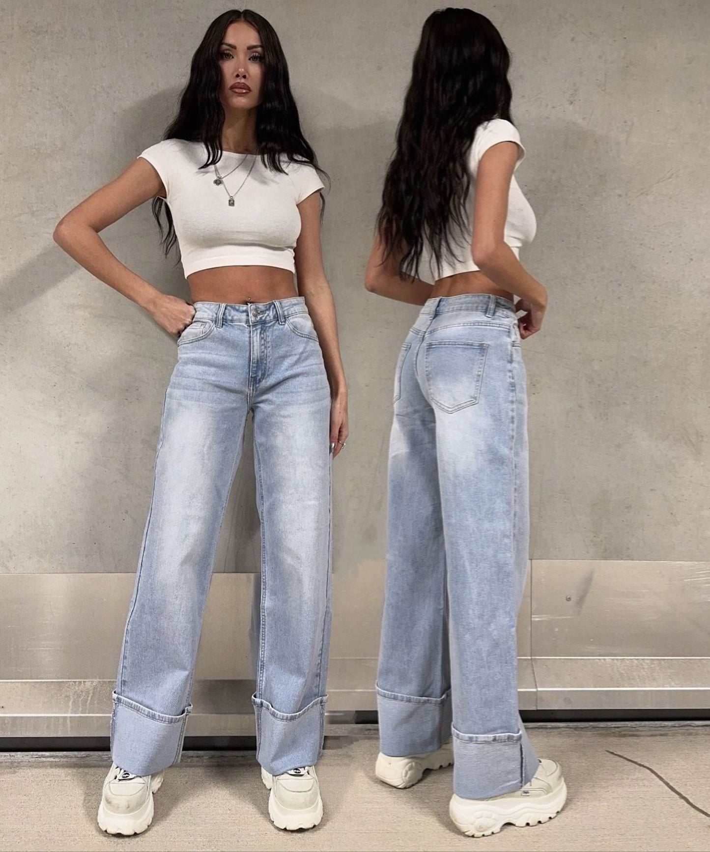 Wide Leg Jeans Damen | Stretch Jeans mit weiter Passform