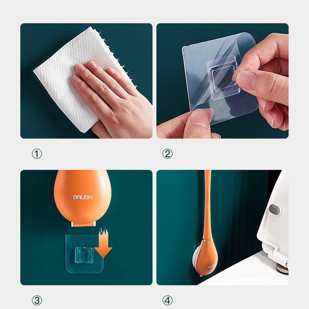 Toilettenreinigerborstel mit Wandhalterung | Abnehmbarer Kopf | Ohne Bohren Möglich | PureSweep