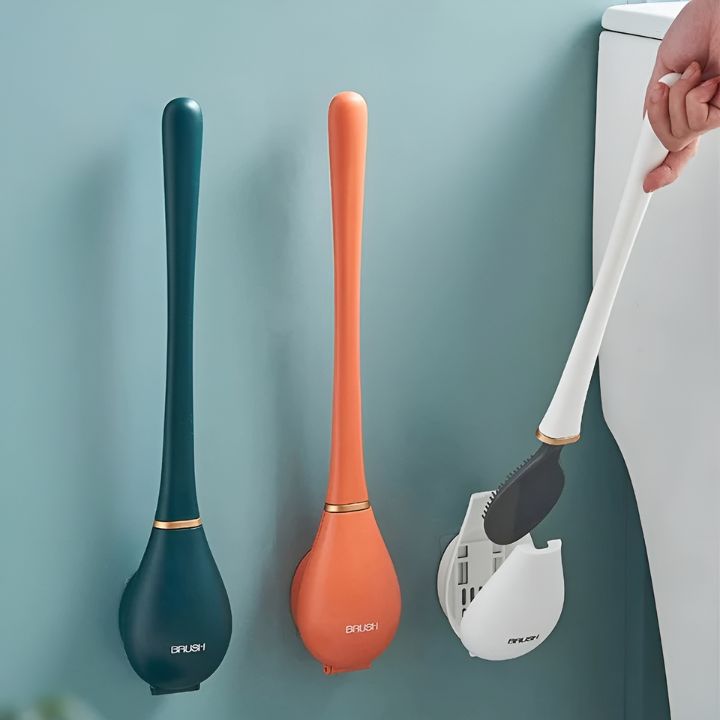 Toilettenreinigerborstel mit Wandhalterung | Abnehmbarer Kopf | Ohne Bohren Möglich | PureSweep